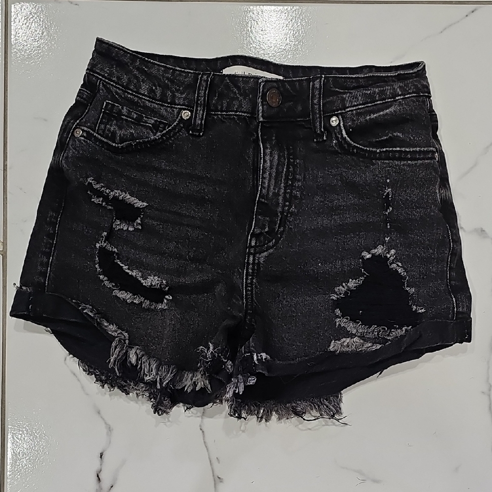NWOT Eunina Distressed Black Shorts